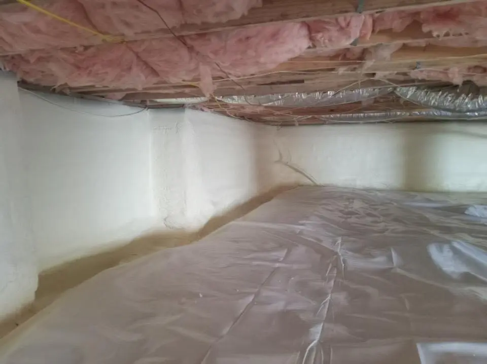 Crawl space encapsulation with closed-cell spray foam for Flat Roof Repair in Mundelein